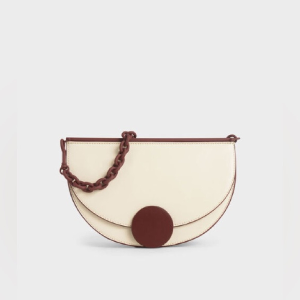 Charles Keith Two-Tone Half Moon Clutch